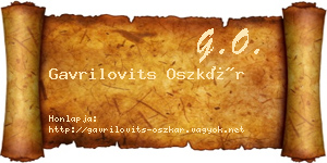 Gavrilovits Oszkár névjegykártya